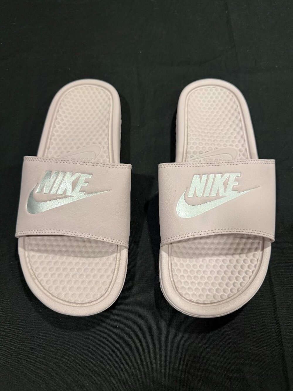 Nike Benassi JDI Women’s Size 9 Slide Sandals Blush Pink Iridescent Logo